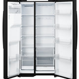 GE BLACK 28CU SIDE BY SIDE REFRIGERATOR WITH DISPENSER - Refrigerators - Additional View 5