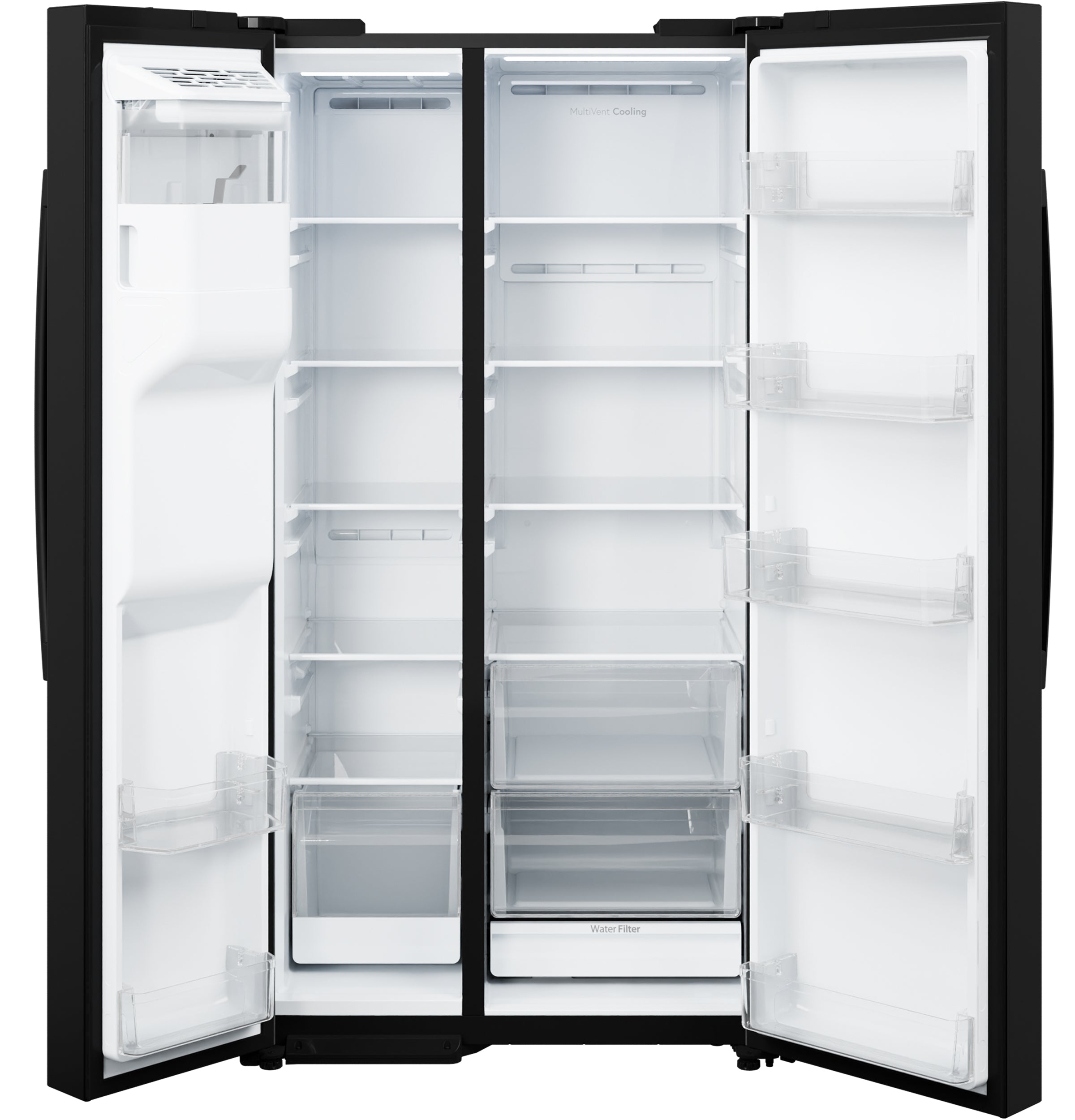 GE BLACK 28CU SIDE BY SIDE REFRIGERATOR WITH DISPENSER - Refrigerators - Additional View 5