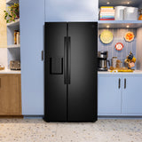 GE BLACK 28CU SIDE BY SIDE REFRIGERATOR WITH DISPENSER - Refrigerators - Additional View 26