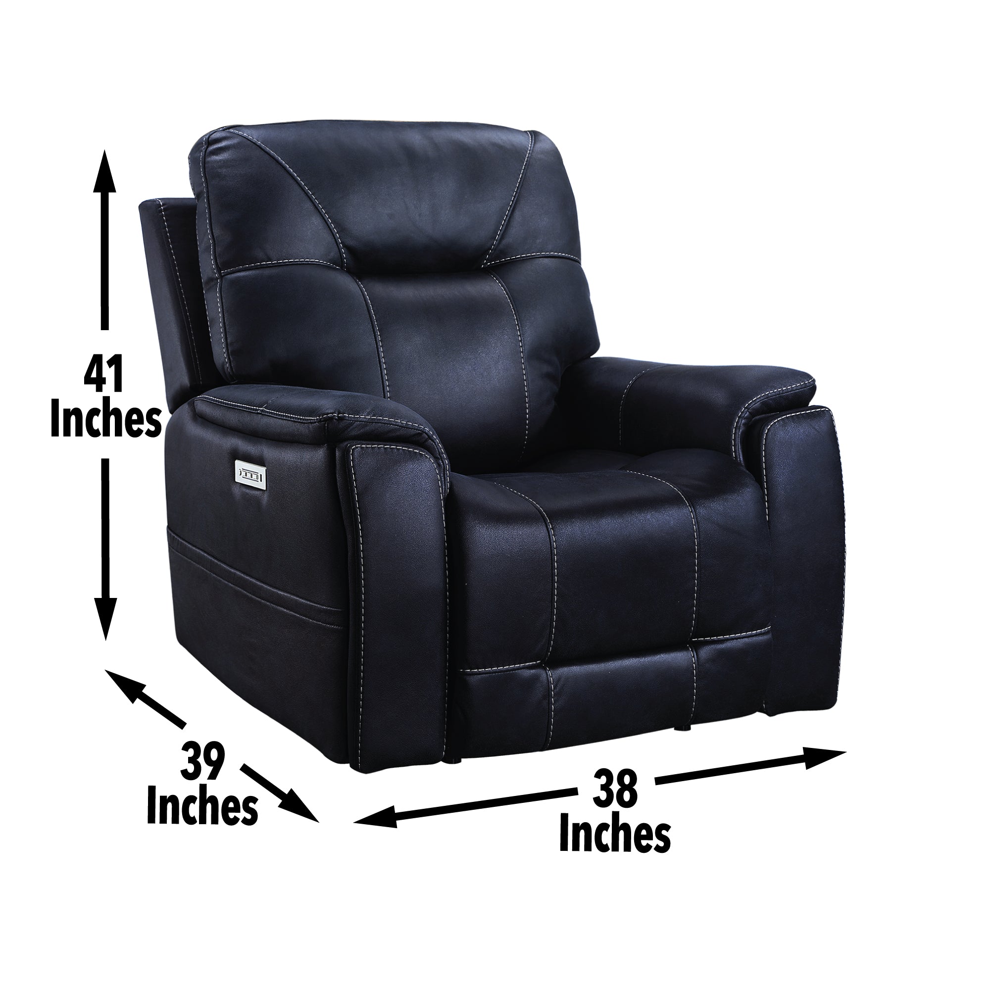 Steve Silver Furniture - LEXINGTON OCEAN BLUE POWER MEDIA RECLINER - Faux Leather - Chairs - Additional View 1