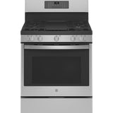 GE STAINLESS STEEL FINGERPRINT RESISTANT PROFILE SMART FREESTANDING GAS RANGE WITH AIR FRY - Pearl Silver|Black - Ranges