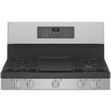 GE STAINLESS STEEL FINGERPRINT RESISTANT PROFILE SMART FREESTANDING GAS RANGE WITH AIR FRY - Pearl Silver|Black - Ranges - Additional View 3