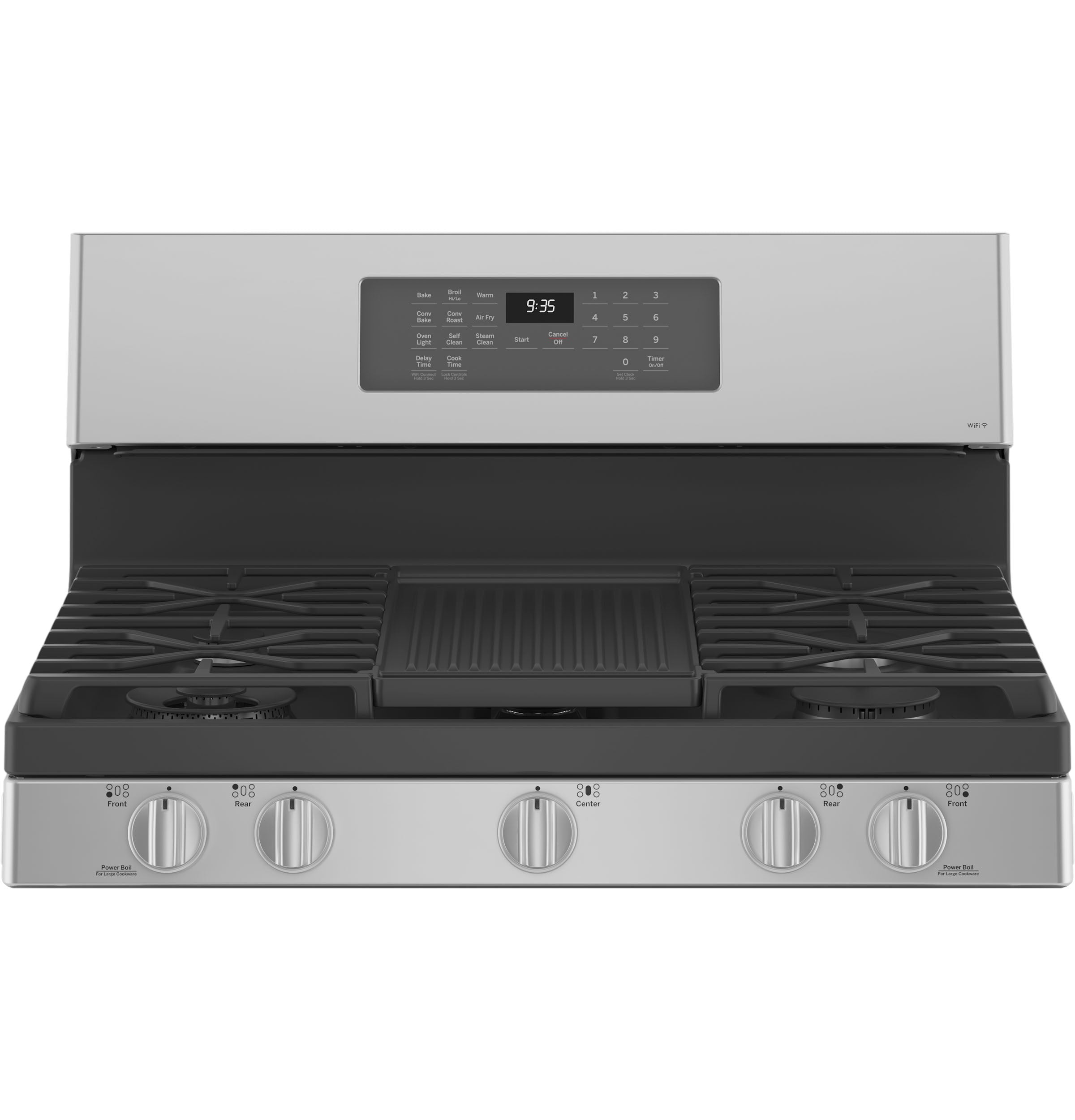GE STAINLESS STEEL FINGERPRINT RESISTANT PROFILE SMART FREESTANDING GAS RANGE WITH AIR FRY - Pearl Silver|Black - Ranges - Additional View 3