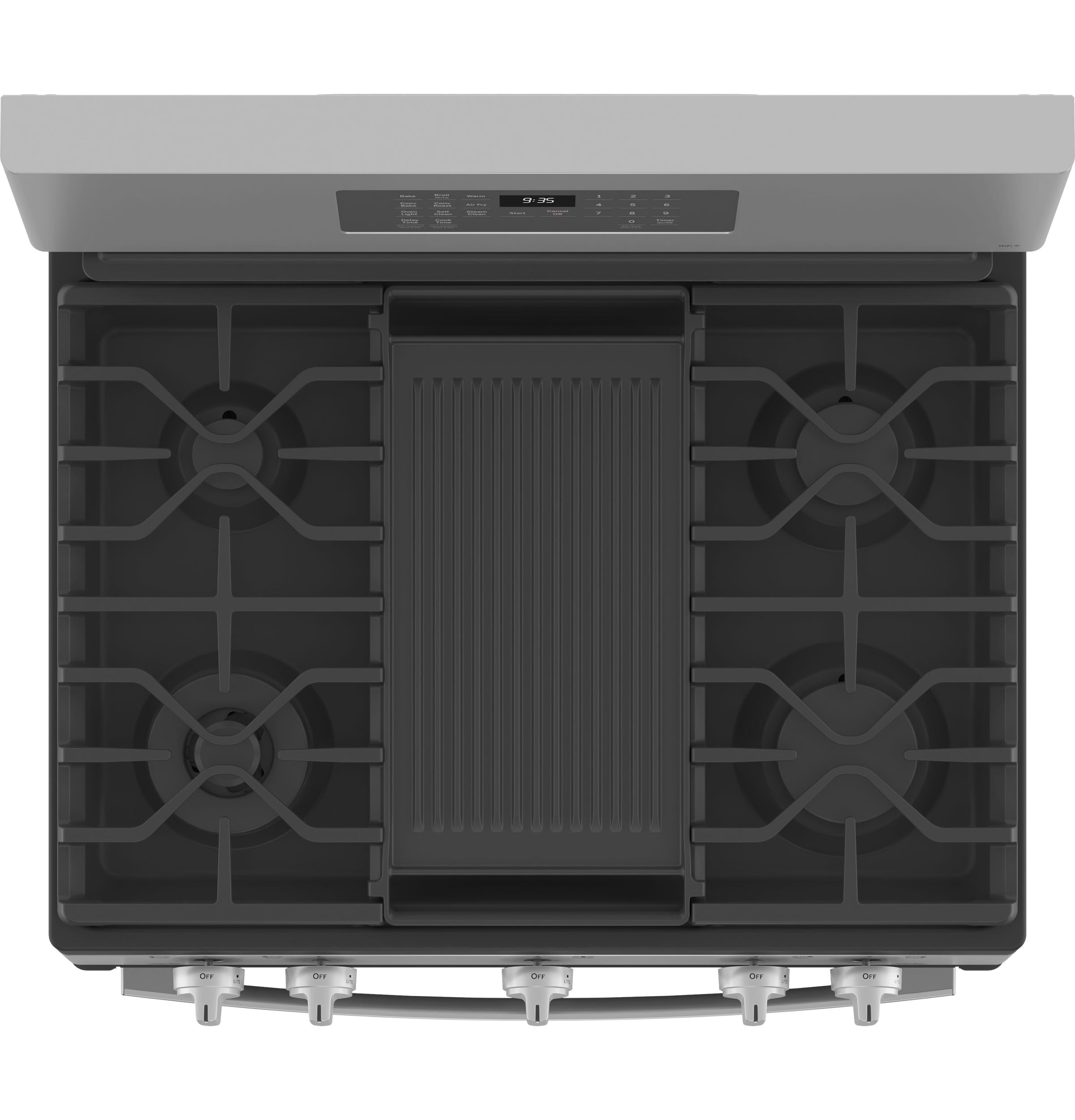 GE STAINLESS STEEL FINGERPRINT RESISTANT PROFILE SMART FREESTANDING GAS RANGE WITH AIR FRY - Pearl Silver|Black - Ranges - Additional View 4