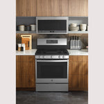 GE STAINLESS STEEL FINGERPRINT RESISTANT PROFILE SMART FREESTANDING GAS RANGE WITH AIR FRY - Pearl Silver|Black - Ranges - Additional View 5