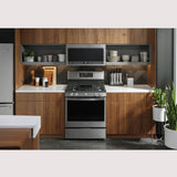 GE STAINLESS STEEL FINGERPRINT RESISTANT PROFILE SMART FREESTANDING GAS RANGE WITH AIR FRY - Pearl Silver|Black - Ranges - Additional View 7