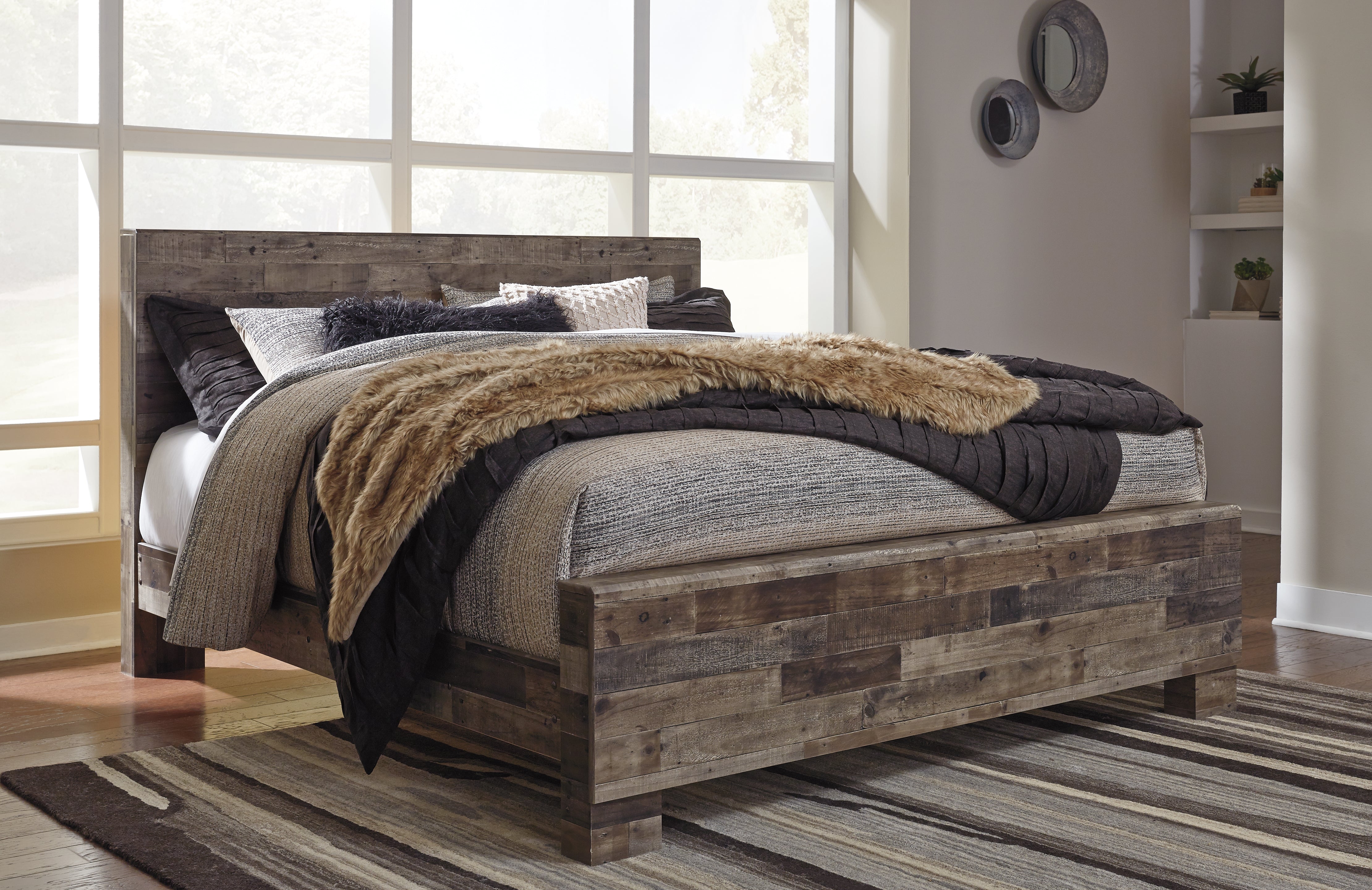 Ashley Furniture - Derekson King Panel Bed - Multi Gray - Dark Gray Wood - Beds - Additional View 3
