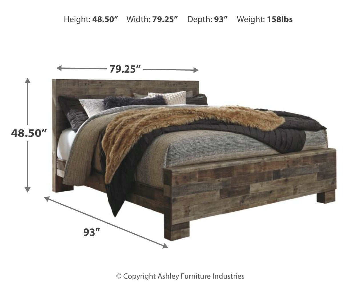 Ashley Furniture - Derekson King Panel Bed - Multi Gray - Dark Gray Wood - Beds - Additional View 4
