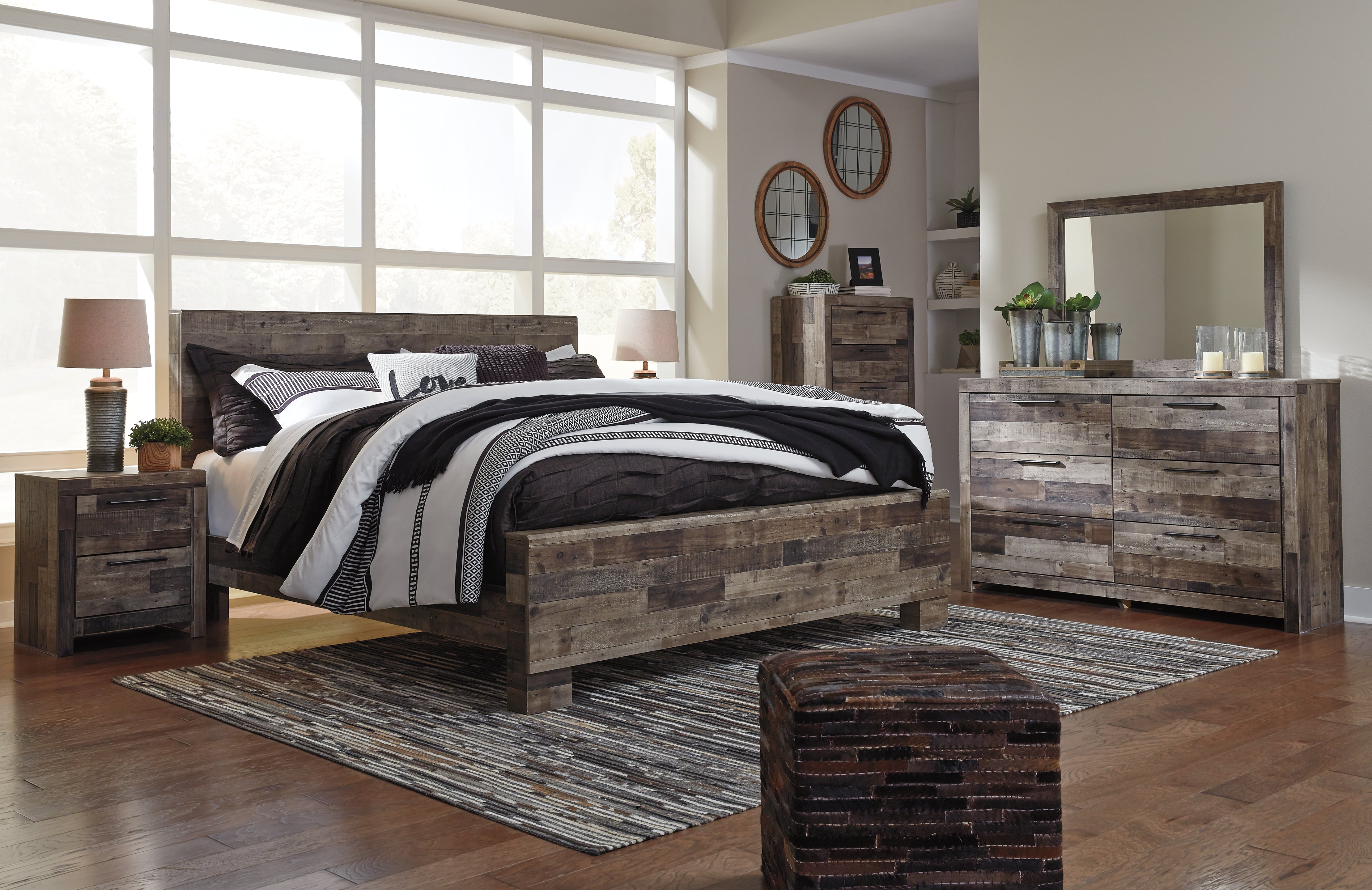 Ashley Furniture - Derekson King Panel Bed - Multi Gray - Dark Gray Wood - Beds - Additional View 6