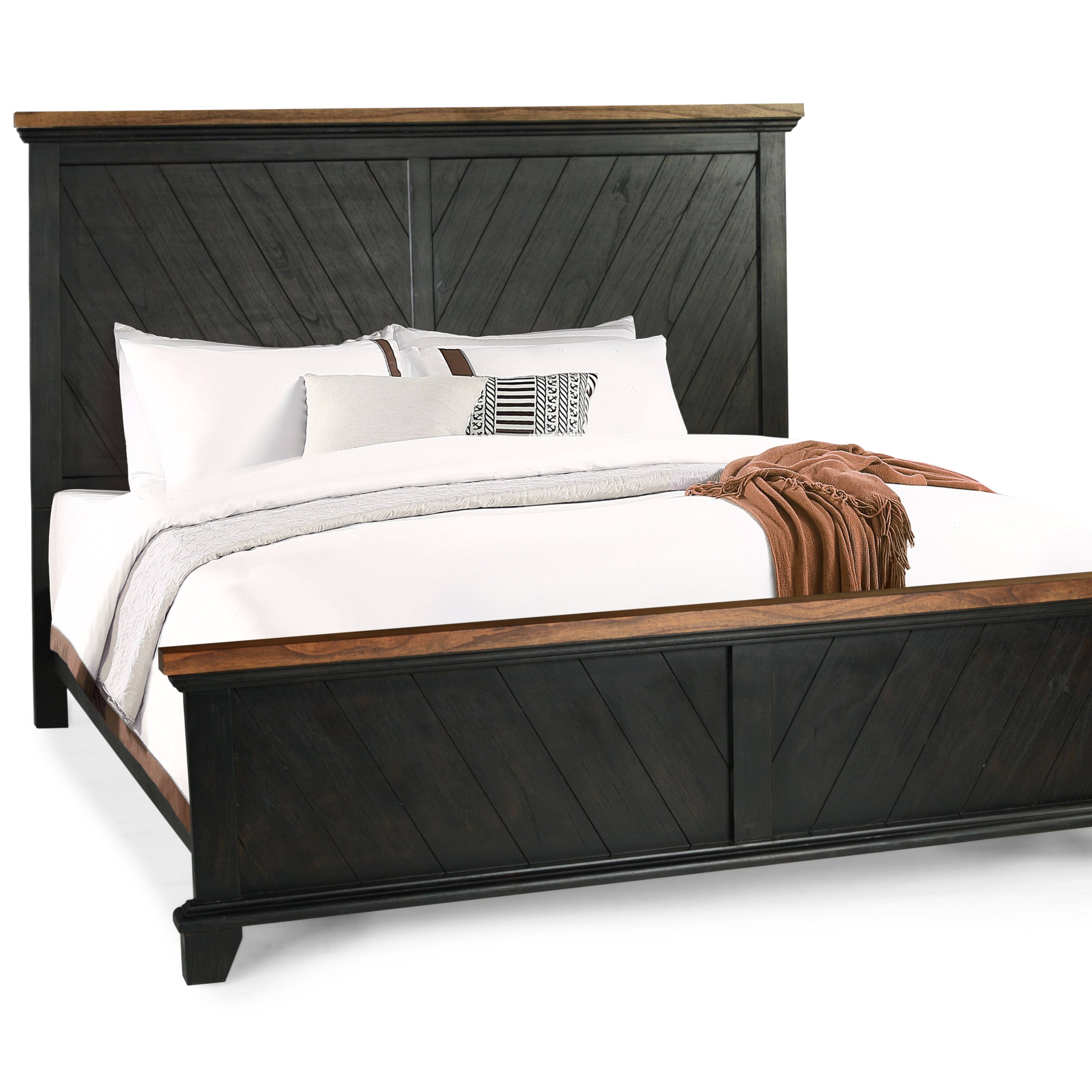 Steve Silver Furniture - Bear Creek King Bed - Brown - Dark Brown Faux Leather - Beds