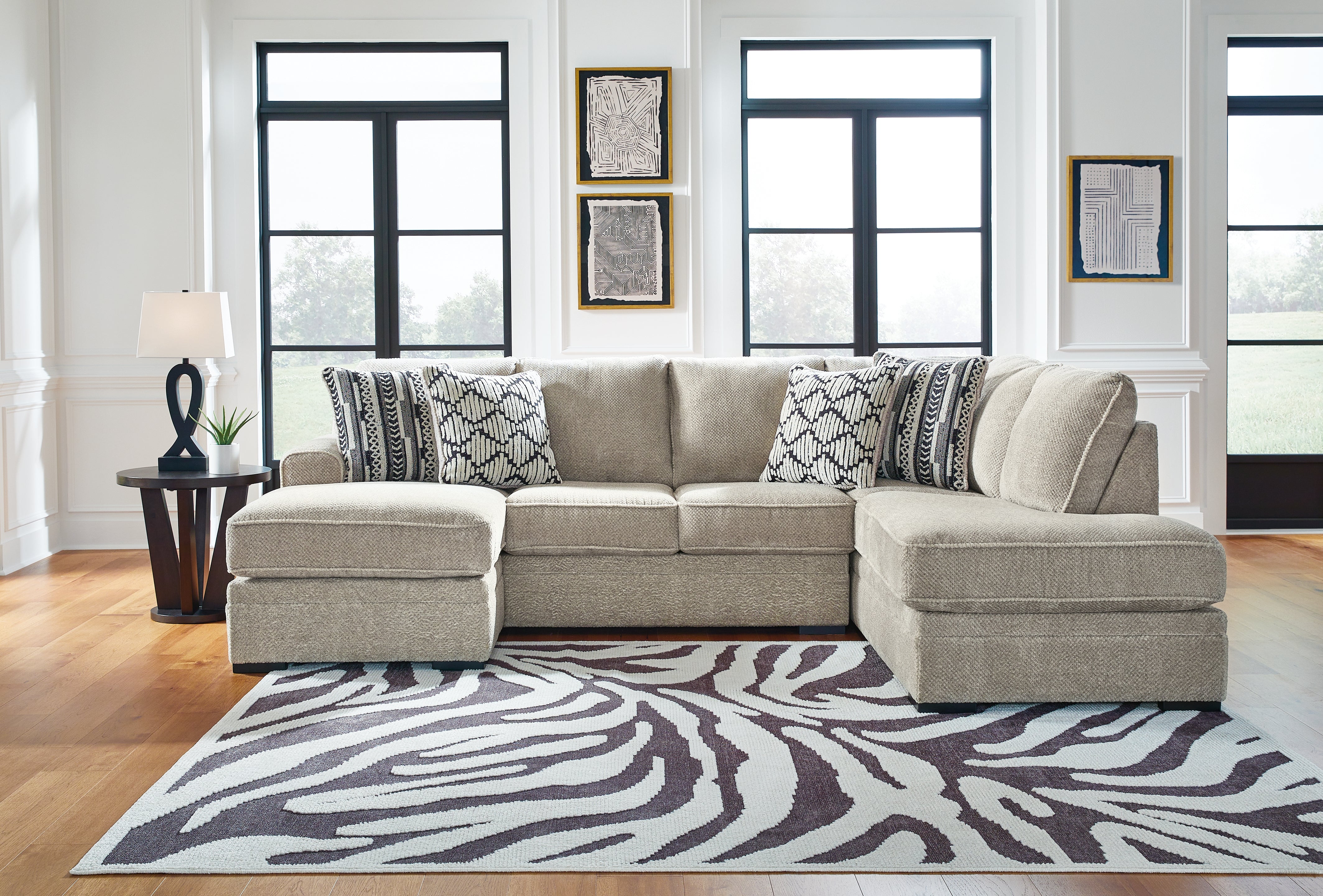 Ashley Furniture - Calnita Sisal 2 Piece Sectional - Beige Fabric - Sectionals - Additional View 1