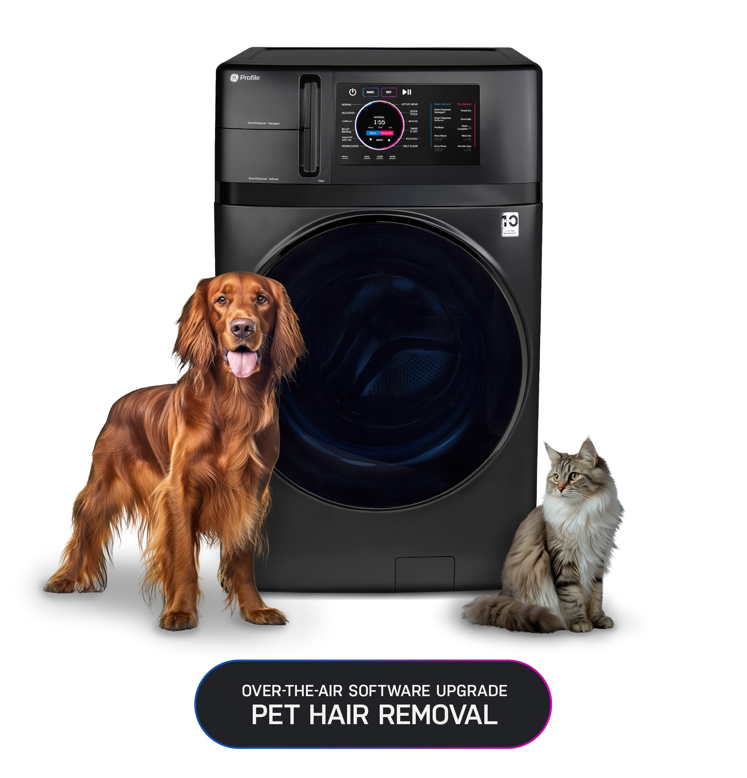 GE PROFILE 4.8CU CARBON GRAPHITE ULTRAFAST WASHER/DRYER COMBO WITH VENTLESS HEAT PUMP - Black - Washers - Additional View 3