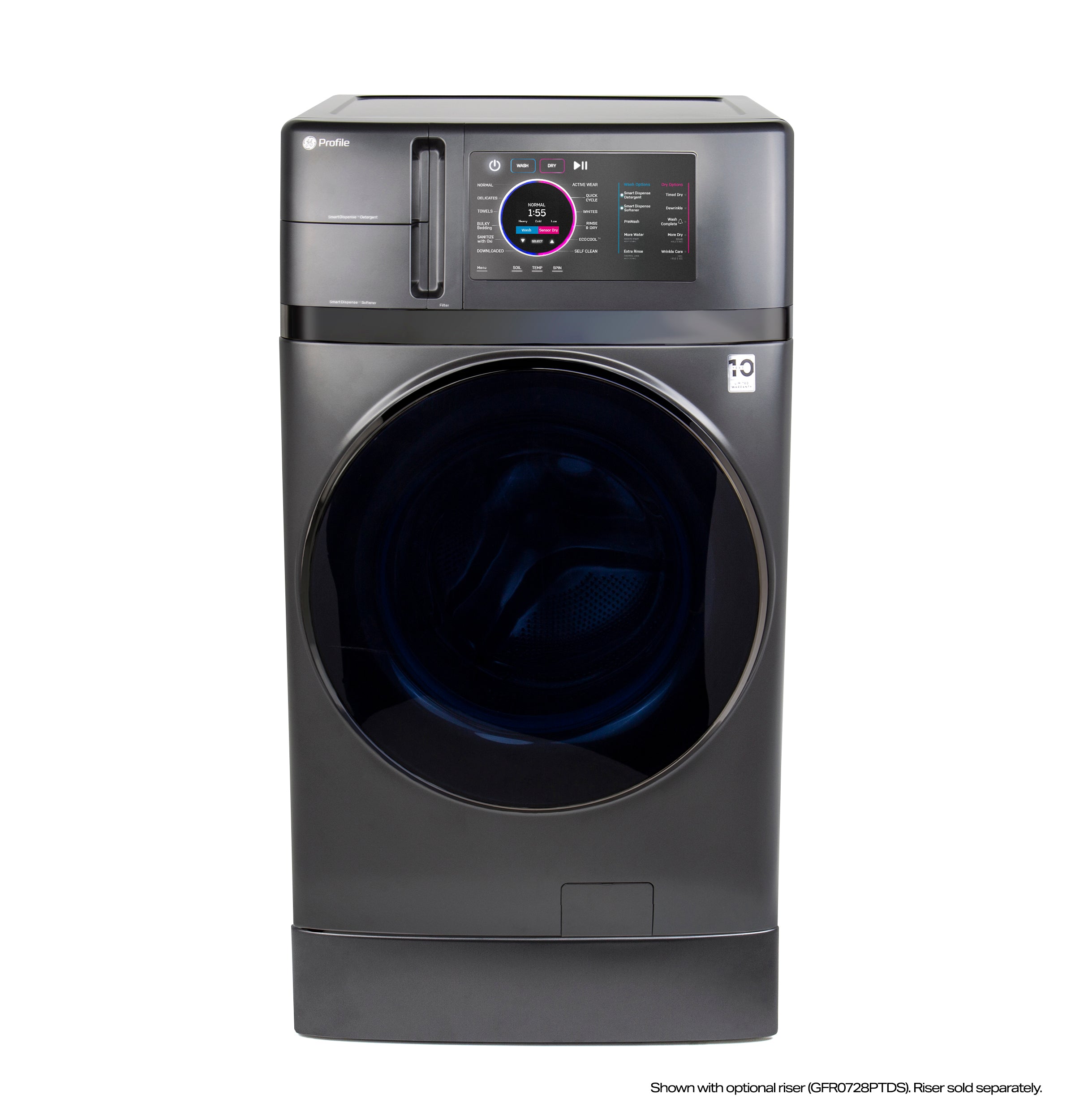 GE PROFILE 4.8CU CARBON GRAPHITE ULTRAFAST WASHER/DRYER COMBO WITH VENTLESS HEAT PUMP - Black - Washers - Additional View 5