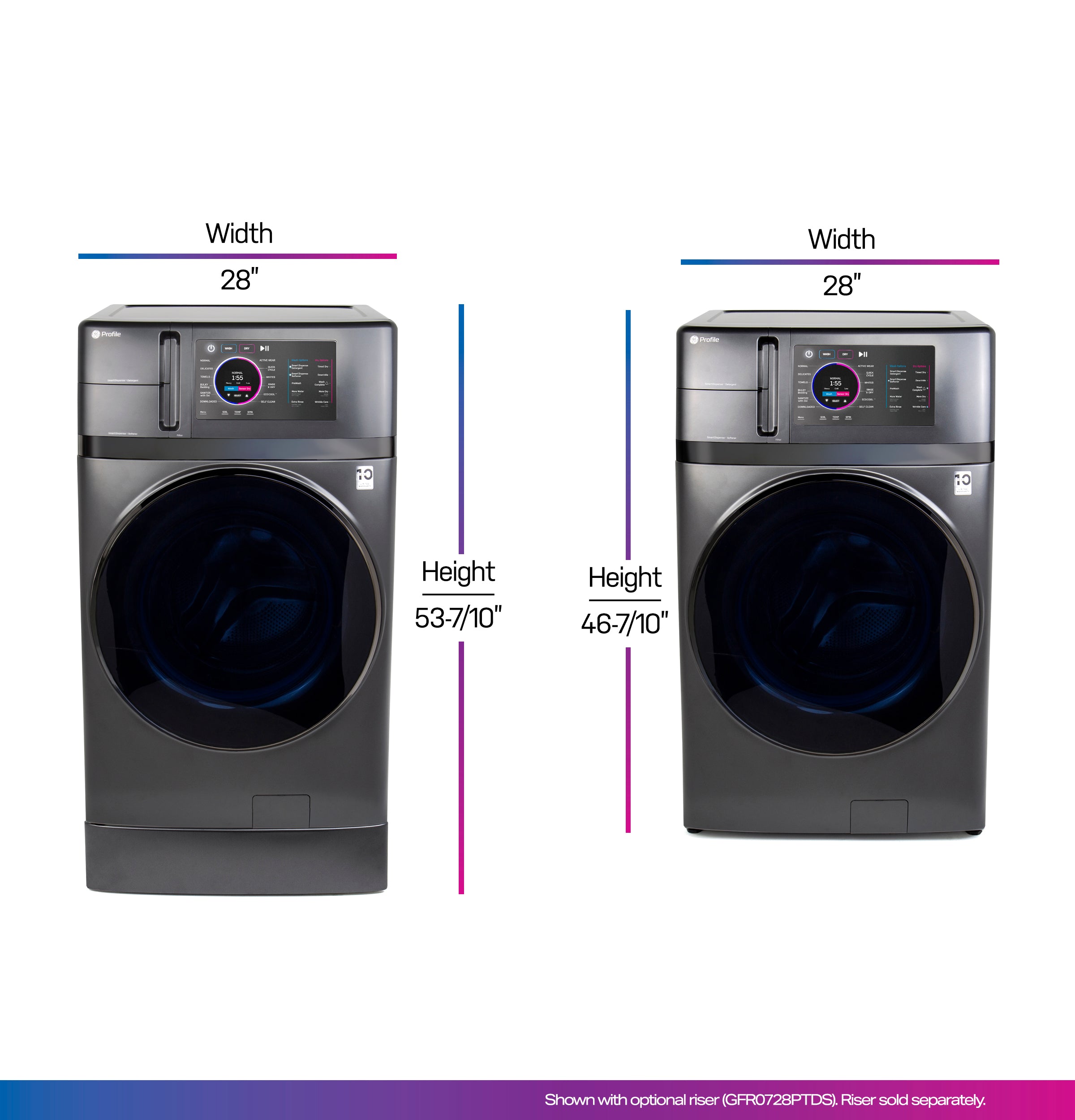 GE PROFILE 4.8CU CARBON GRAPHITE ULTRAFAST WASHER/DRYER COMBO WITH VENTLESS HEAT PUMP - Black - Washers - Additional View 6