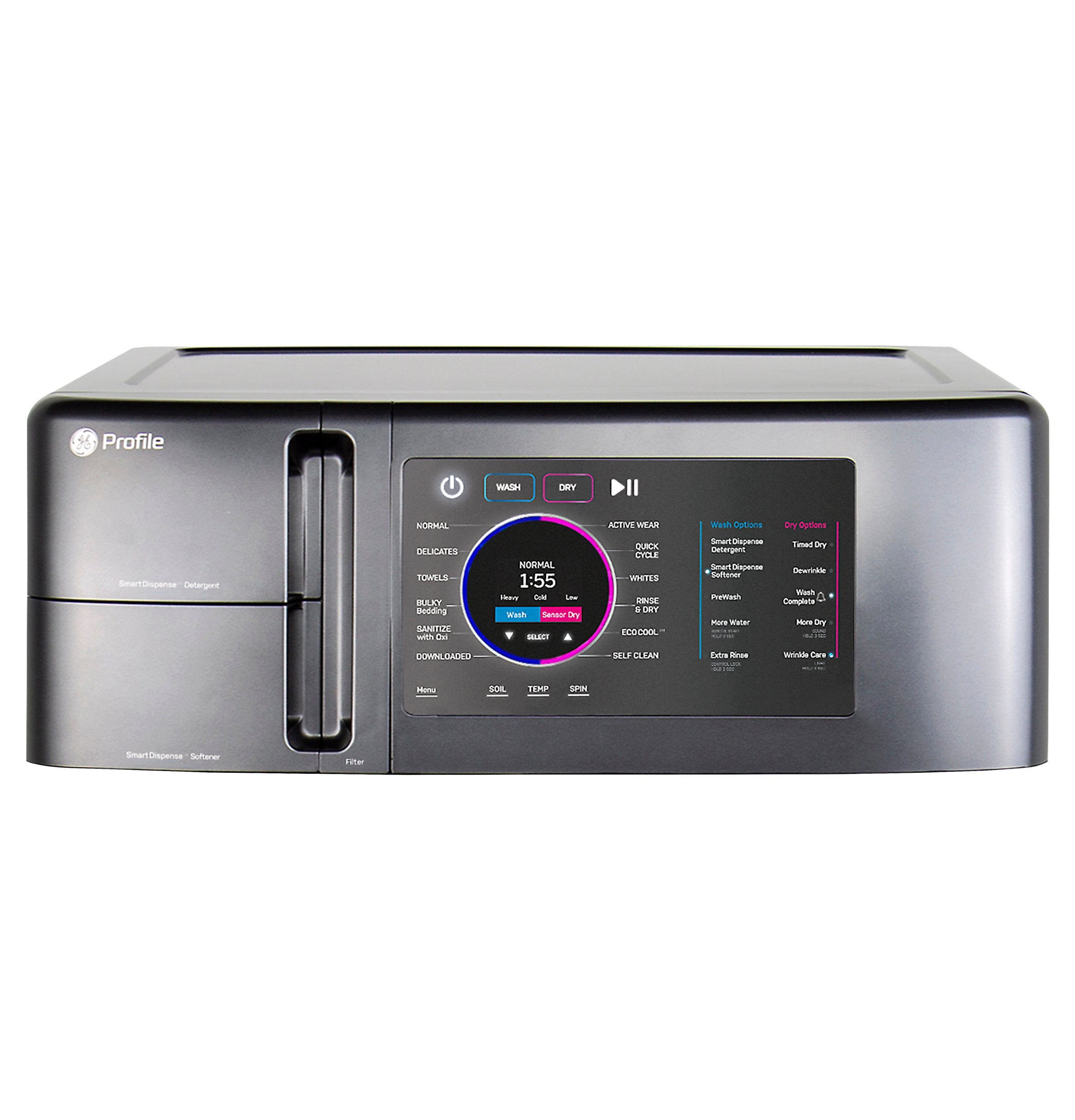 GE PROFILE 4.8CU CARBON GRAPHITE ULTRAFAST WASHER/DRYER COMBO WITH VENTLESS HEAT PUMP - Black - Washers - Additional View 7