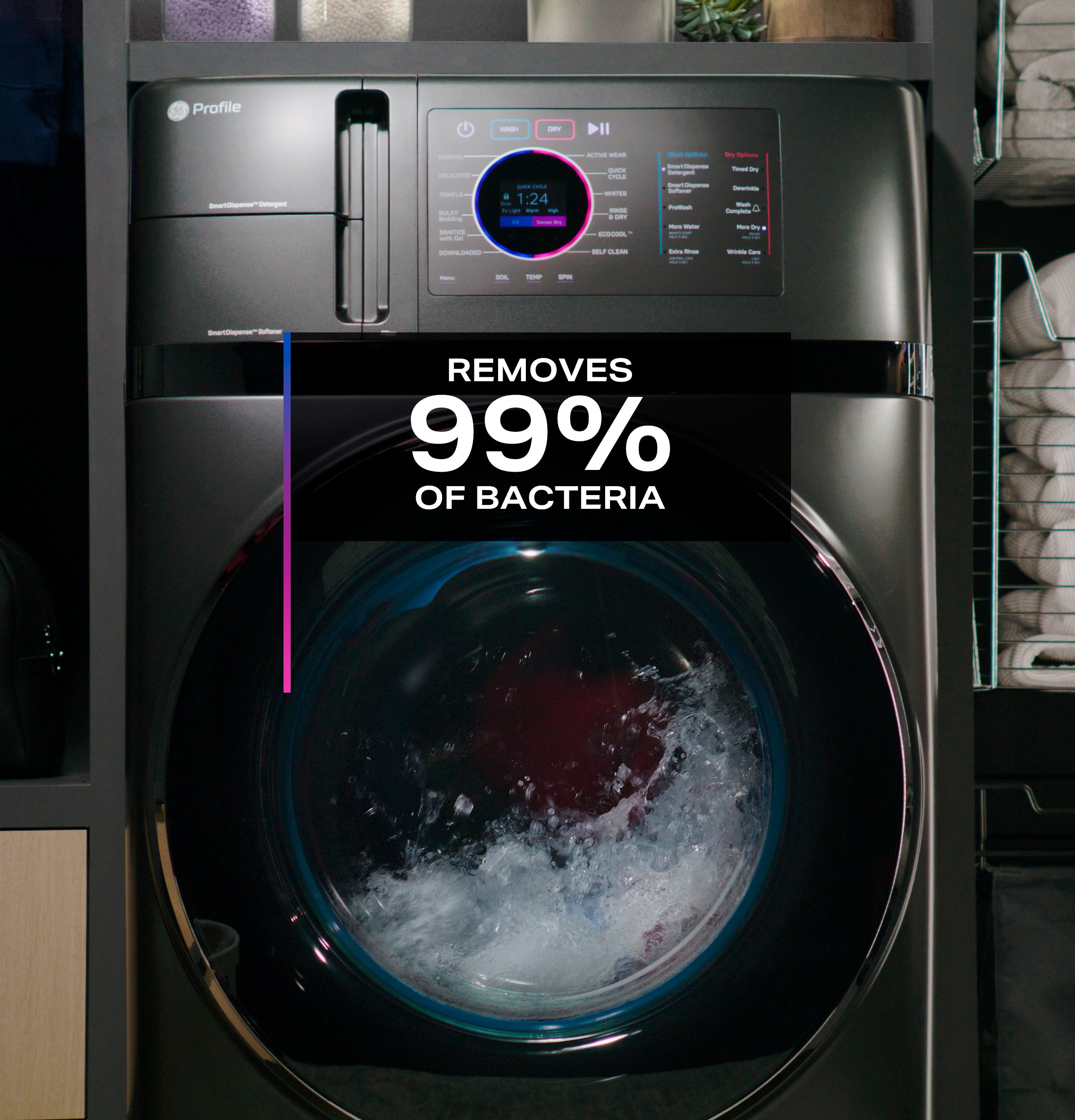 GE PROFILE 4.8CU CARBON GRAPHITE ULTRAFAST WASHER/DRYER COMBO WITH VENTLESS HEAT PUMP - Black - Washers - Additional View 11