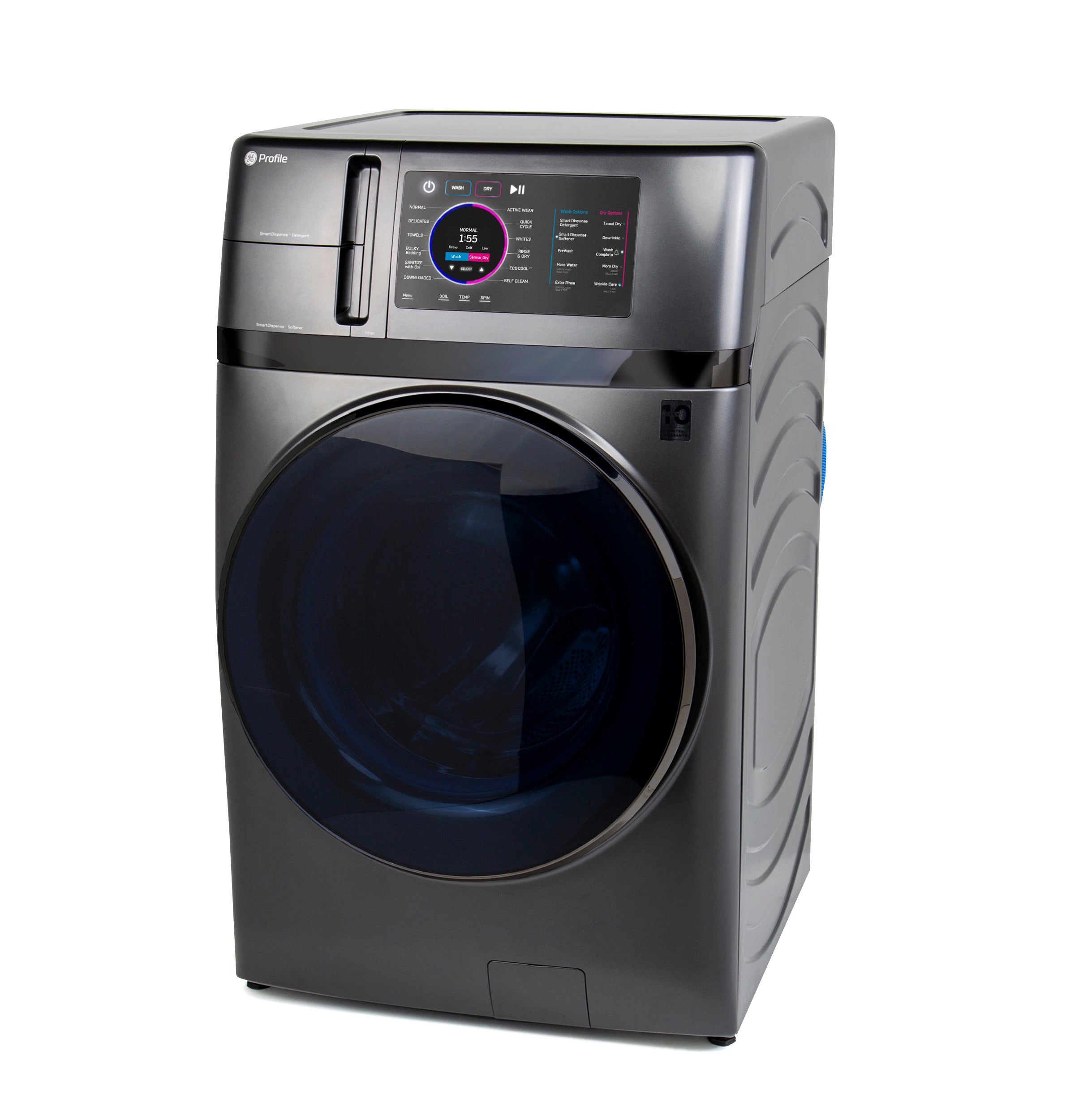 GE PROFILE 4.8CU CARBON GRAPHITE ULTRAFAST WASHER/DRYER COMBO WITH VENTLESS HEAT PUMP - Black - Washers - Additional View 24