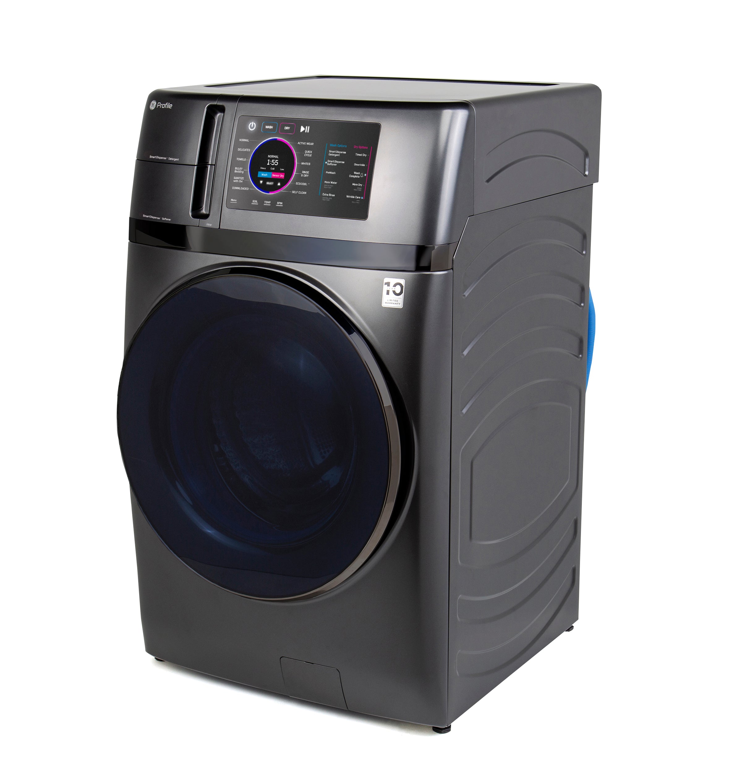 GE PROFILE 4.8CU CARBON GRAPHITE ULTRAFAST WASHER/DRYER COMBO WITH VENTLESS HEAT PUMP - Black - Washers - Additional View 25