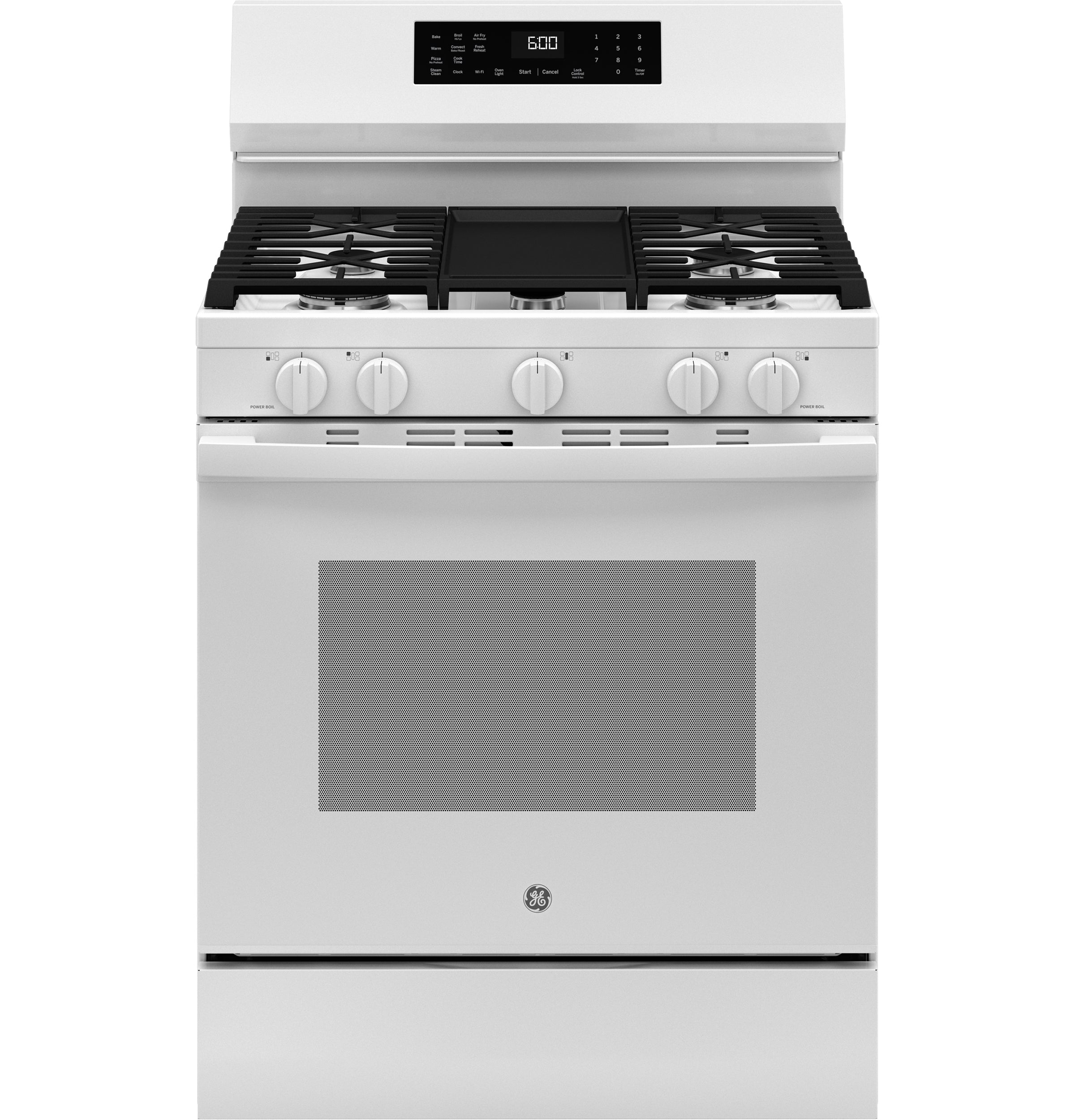 GE WHITE FREE-STANDING GAS WITH CONVECTION AND AIR FRY - Ranges