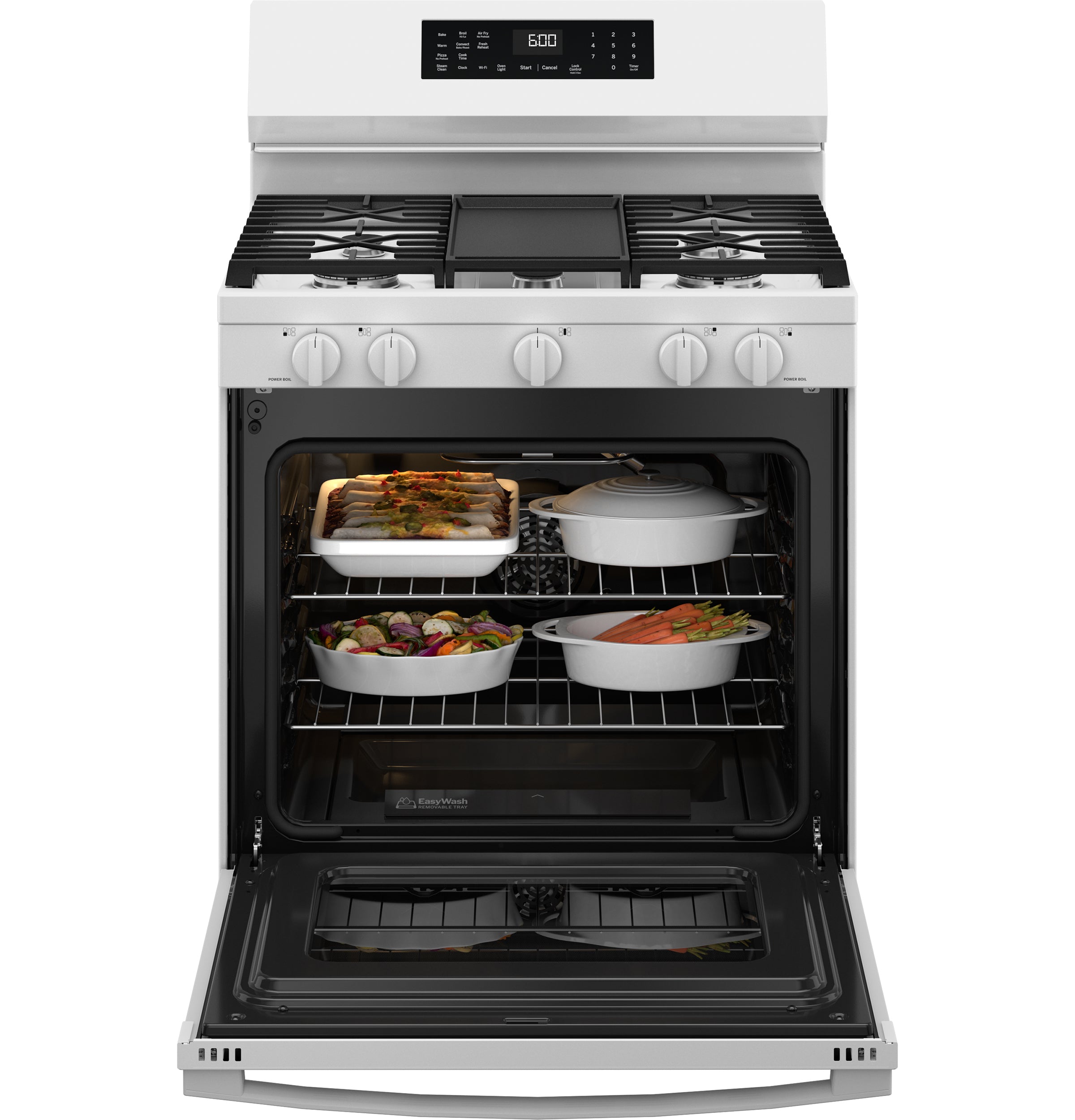 GE WHITE FREE-STANDING GAS WITH CONVECTION AND AIR FRY - Ranges - Additional View 3