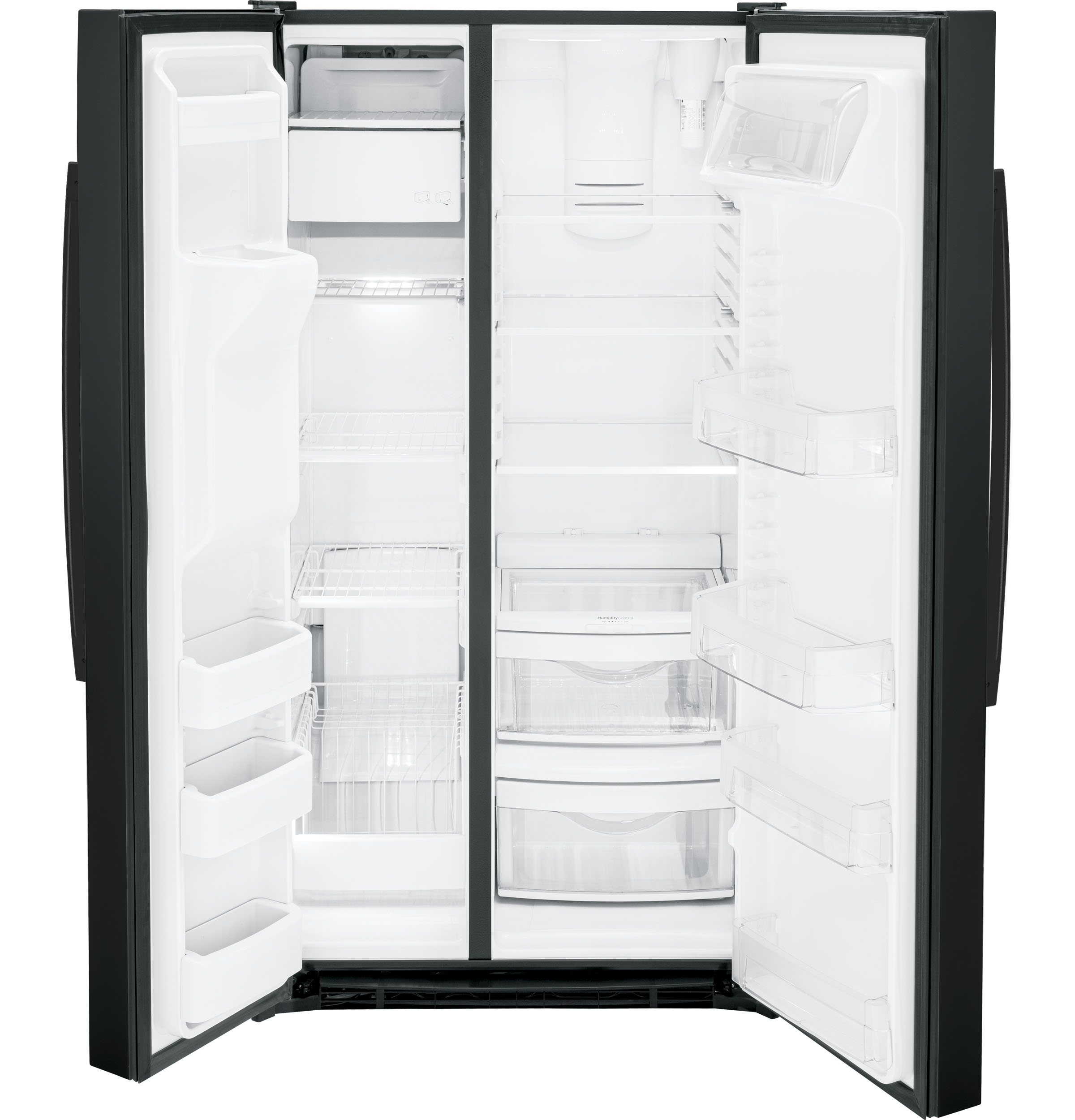 GE BLACK SIDE BY SIDE 25.3CU REFRIGERATOR - Refrigerators - Additional View 2