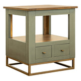 International Furniture Direct - TIMBER END TABLE - Green Wood - Tables