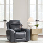 Ashley Furniture - MOMENTUM ADMIRAL LEATHER 2P POWER RECLINER WITH ADJUSTABLE HEADREST - Blue Leather Match - Recliners - Additional View 1