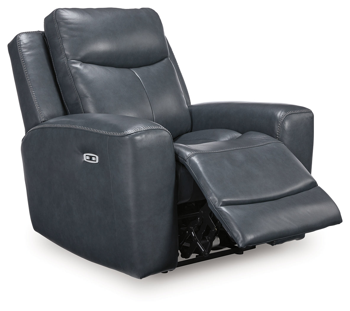 Ashley Furniture - MOMENTUM ADMIRAL LEATHER 2P POWER RECLINER WITH ADJUSTABLE HEADREST - Blue Leather Match - Recliners - Additional View 2
