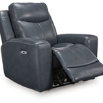 Ashley Furniture - MOMENTUM ADMIRAL LEATHER 2P POWER RECLINER WITH ADJUSTABLE HEADREST - Blue Leather Match - Recliners - Additional View 2