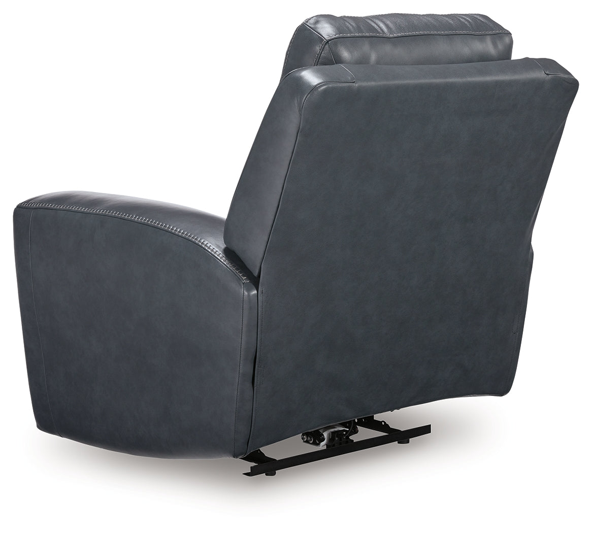 Ashley Furniture - MOMENTUM ADMIRAL LEATHER 2P POWER RECLINER WITH ADJUSTABLE HEADREST - Blue Leather Match - Recliners - Additional View 5
