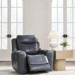 Ashley Furniture - MOMENTUM ADMIRAL LEATHER 2P POWER RECLINER WITH ADJUSTABLE HEADREST - Blue Leather Match - Recliners - Additional View 6