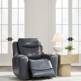 Ashley Furniture - MOMENTUM ADMIRAL LEATHER 2P POWER RECLINER WITH ADJUSTABLE HEADREST - Blue Leather Match - Recliners - Additional View 6