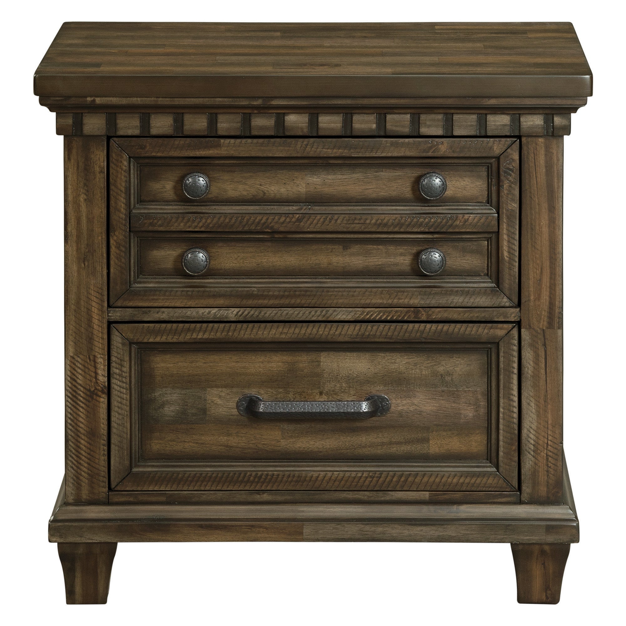 Elements International - MCCOY CHARCOAL NIGHTSTAND - Dark Brown|Dark Gray Wood - Nightstands - Additional View 1