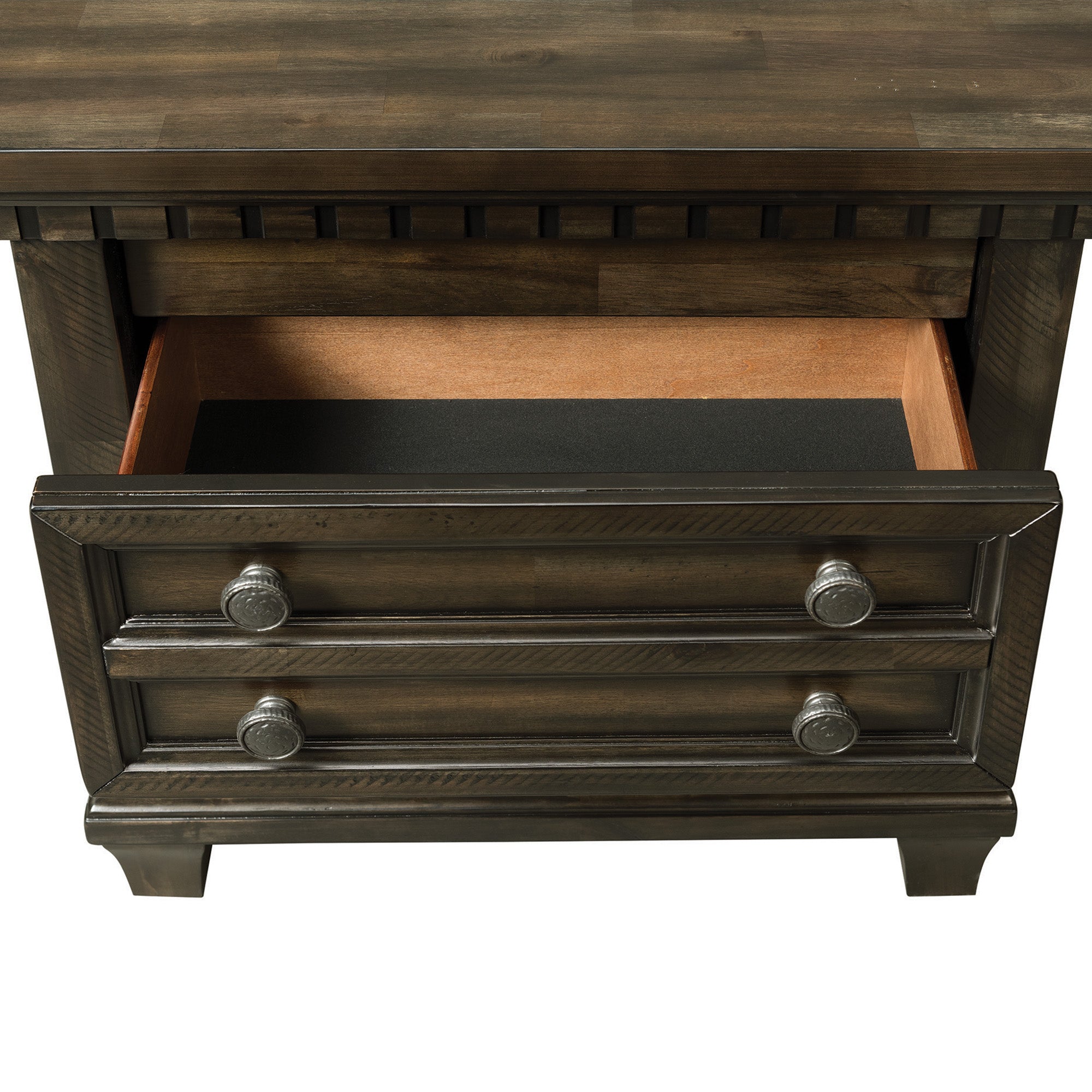 Elements International - MCCOY CHARCOAL NIGHTSTAND - Dark Brown|Dark Gray Wood - Nightstands - Additional View 5