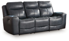 Ashley Furniture - MOMENTUM ADMIRAL LEATHER 2P POWER SOFA - Blue Leather Match - Sofas