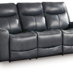 Ashley Furniture - MOMENTUM ADMIRAL LEATHER 2P POWER SOFA - Blue Leather Match - Sofas