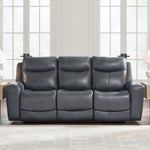Ashley Furniture - MOMENTUM ADMIRAL LEATHER 2P POWER SOFA - Blue Leather Match - Sofas - Additional View 1
