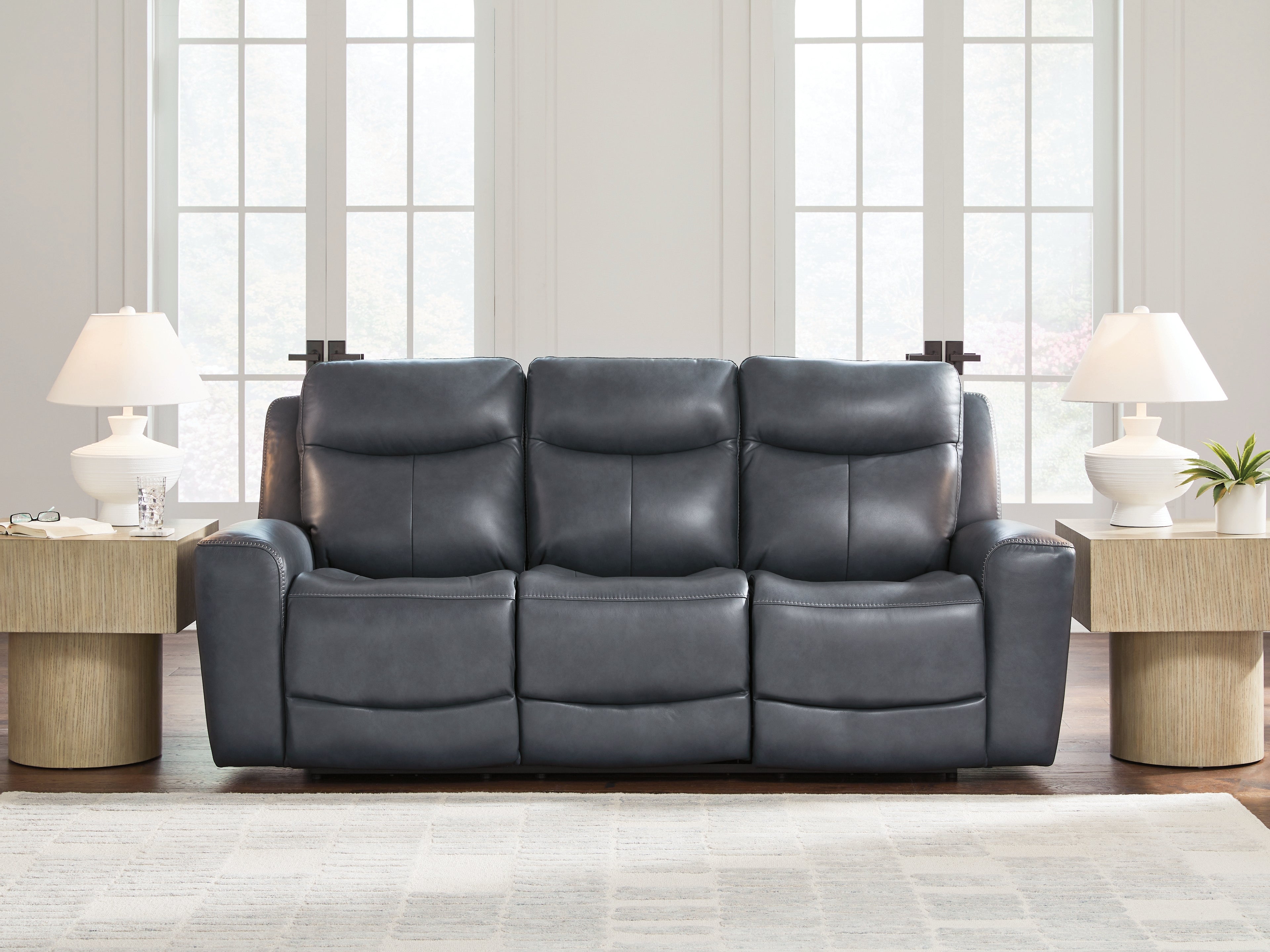 Ashley Furniture - MOMENTUM ADMIRAL LEATHER 2P POWER SOFA - Blue Leather Match - Sofas - Additional View 1