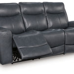 Ashley Furniture - MOMENTUM ADMIRAL LEATHER 2P POWER SOFA - Blue Leather Match - Sofas - Additional View 2