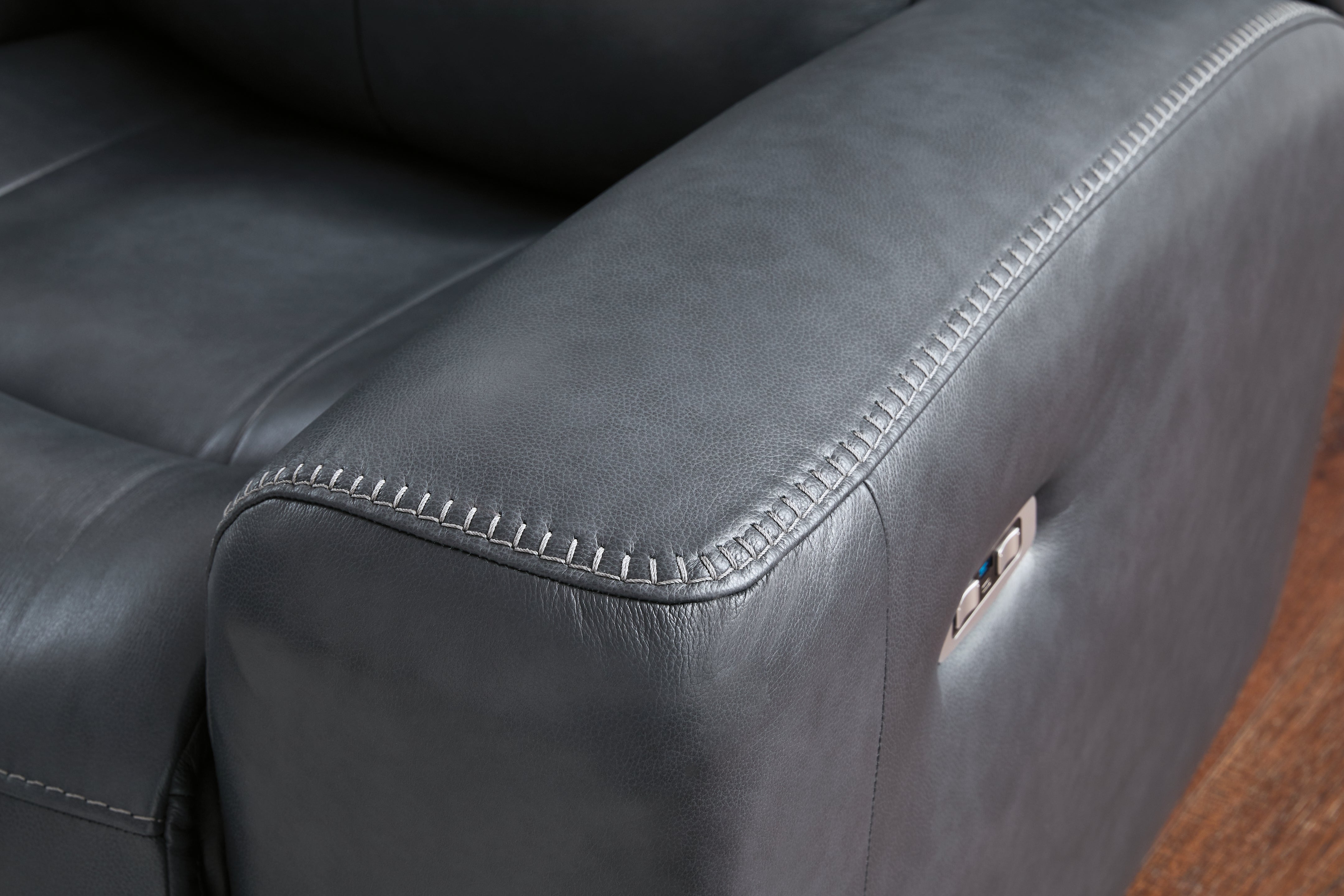 Ashley Furniture - MOMENTUM ADMIRAL LEATHER 2P POWER SOFA - Blue Leather Match - Sofas - Additional View 7