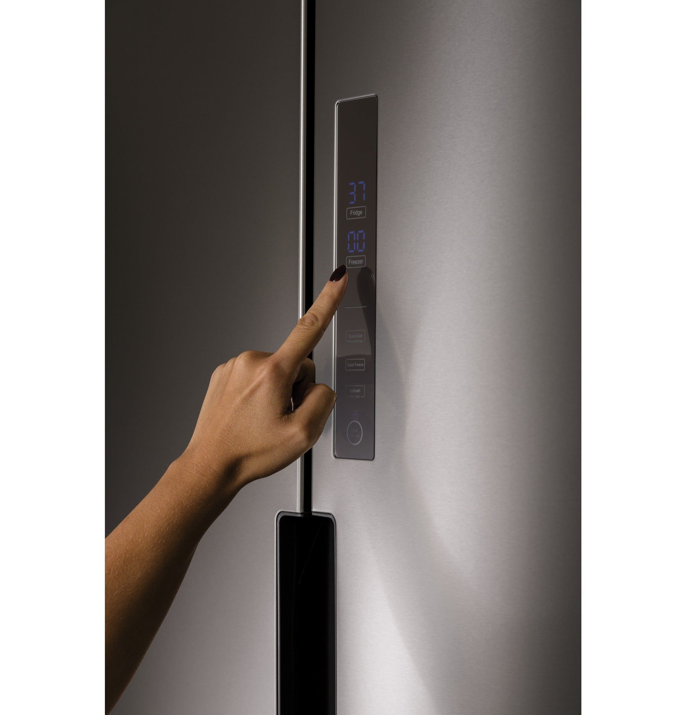 GE FINGERPRINT RESISTANT STAINLESS STEEL 16.8CU QUAD DOOR REFRIGERATOR - Pearl Silver - Refrigerators - Additional View 30