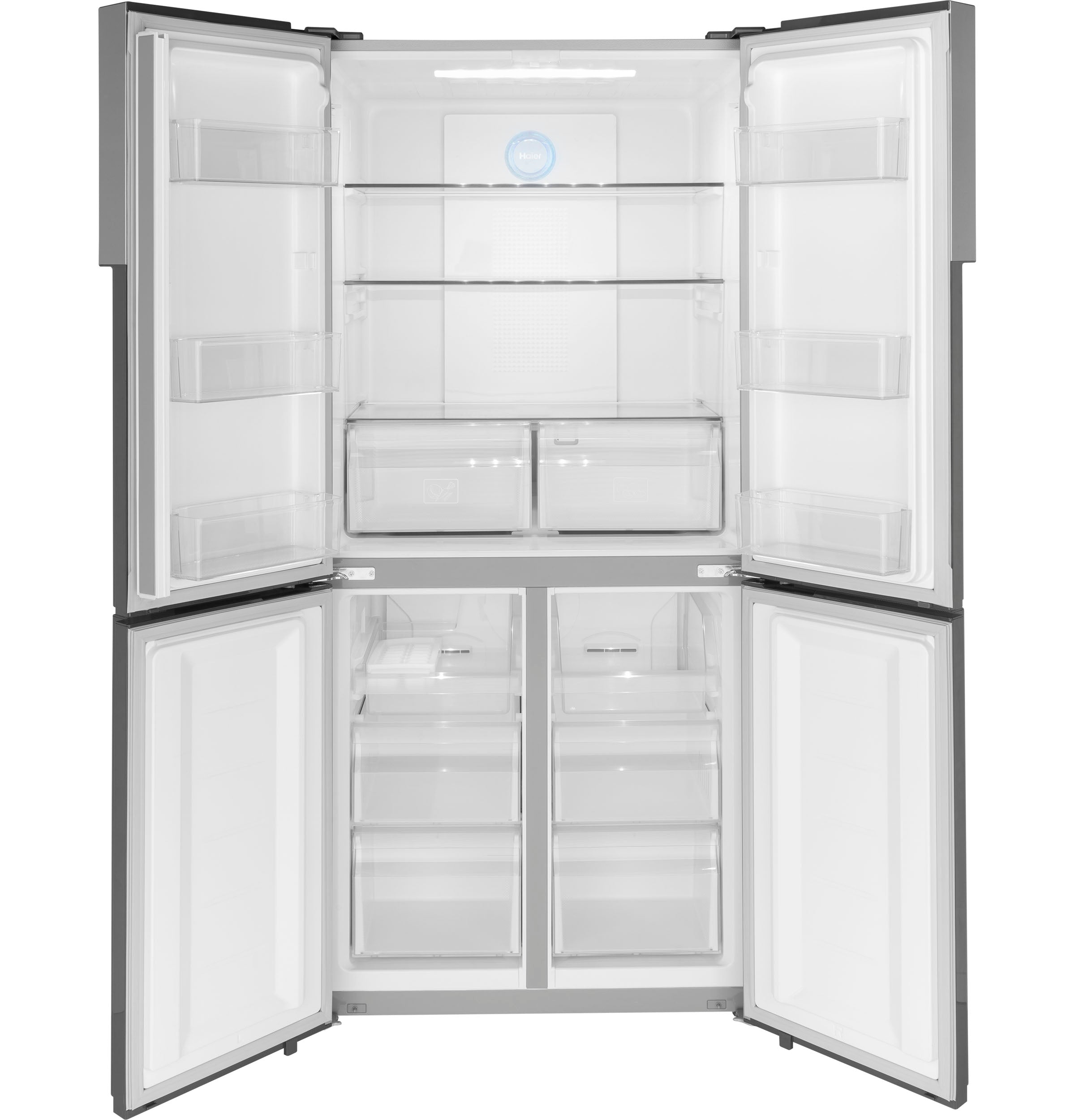 GE FINGERPRINT RESISTANT STAINLESS STEEL 16.8CU QUAD DOOR REFRIGERATOR - Pearl Silver - Refrigerators - Additional View 2