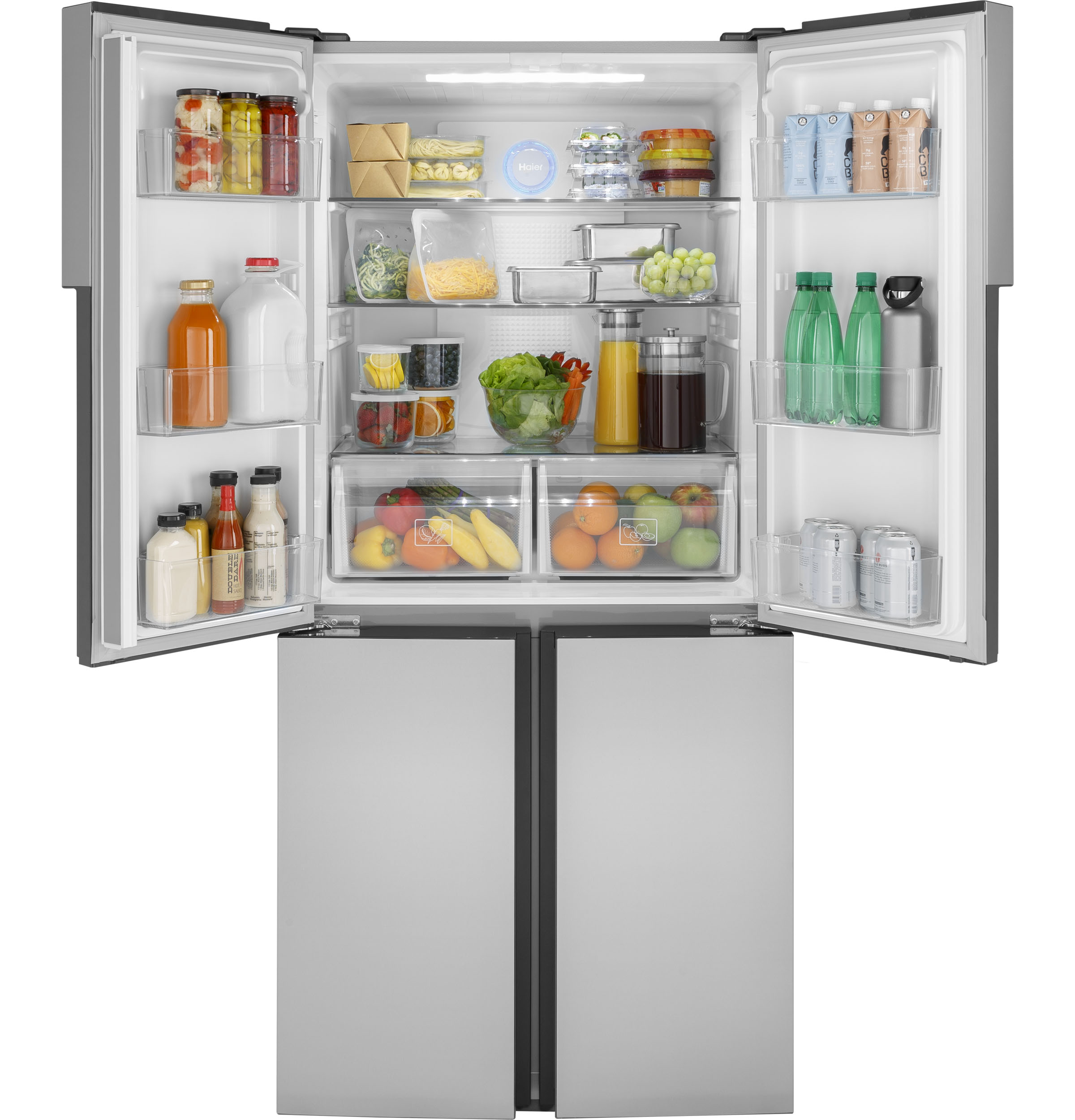 GE FINGERPRINT RESISTANT STAINLESS STEEL 16.8CU QUAD DOOR REFRIGERATOR - Pearl Silver - Refrigerators - Additional View 3