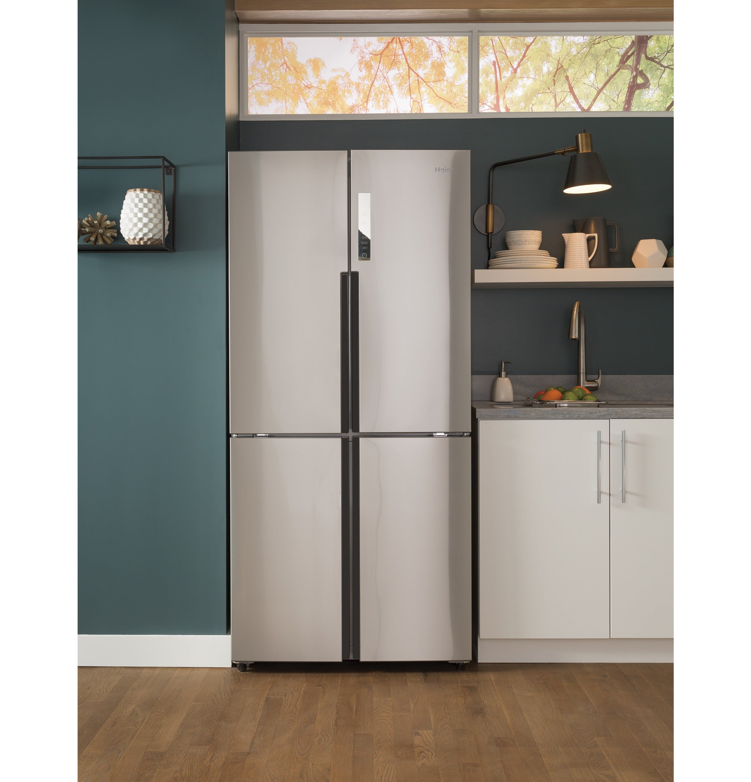 GE FINGERPRINT RESISTANT STAINLESS STEEL 16.8CU QUAD DOOR REFRIGERATOR - Pearl Silver - Refrigerators - Additional View 20