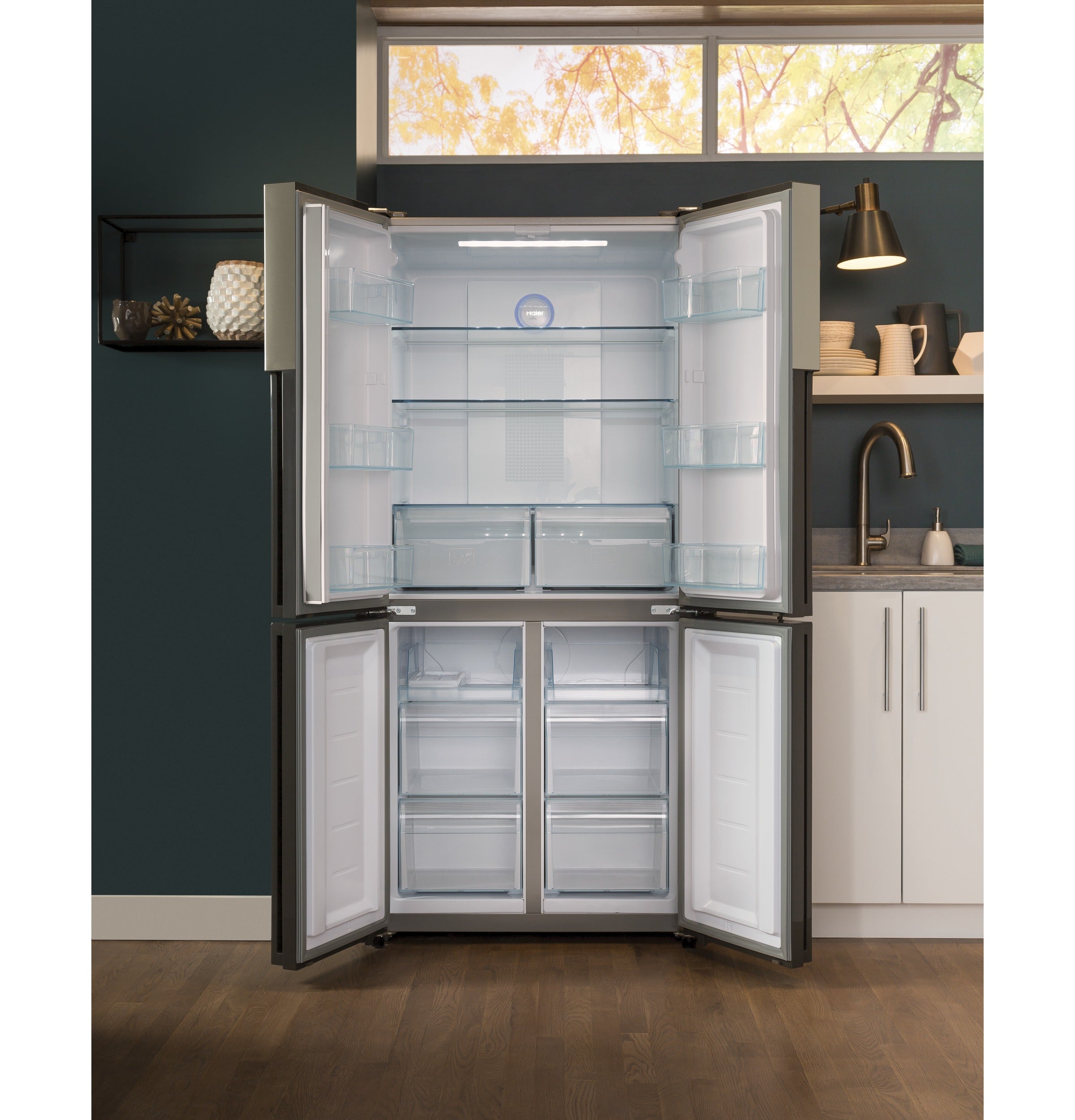 GE FINGERPRINT RESISTANT STAINLESS STEEL 16.8CU QUAD DOOR REFRIGERATOR - Pearl Silver - Refrigerators - Additional View 21