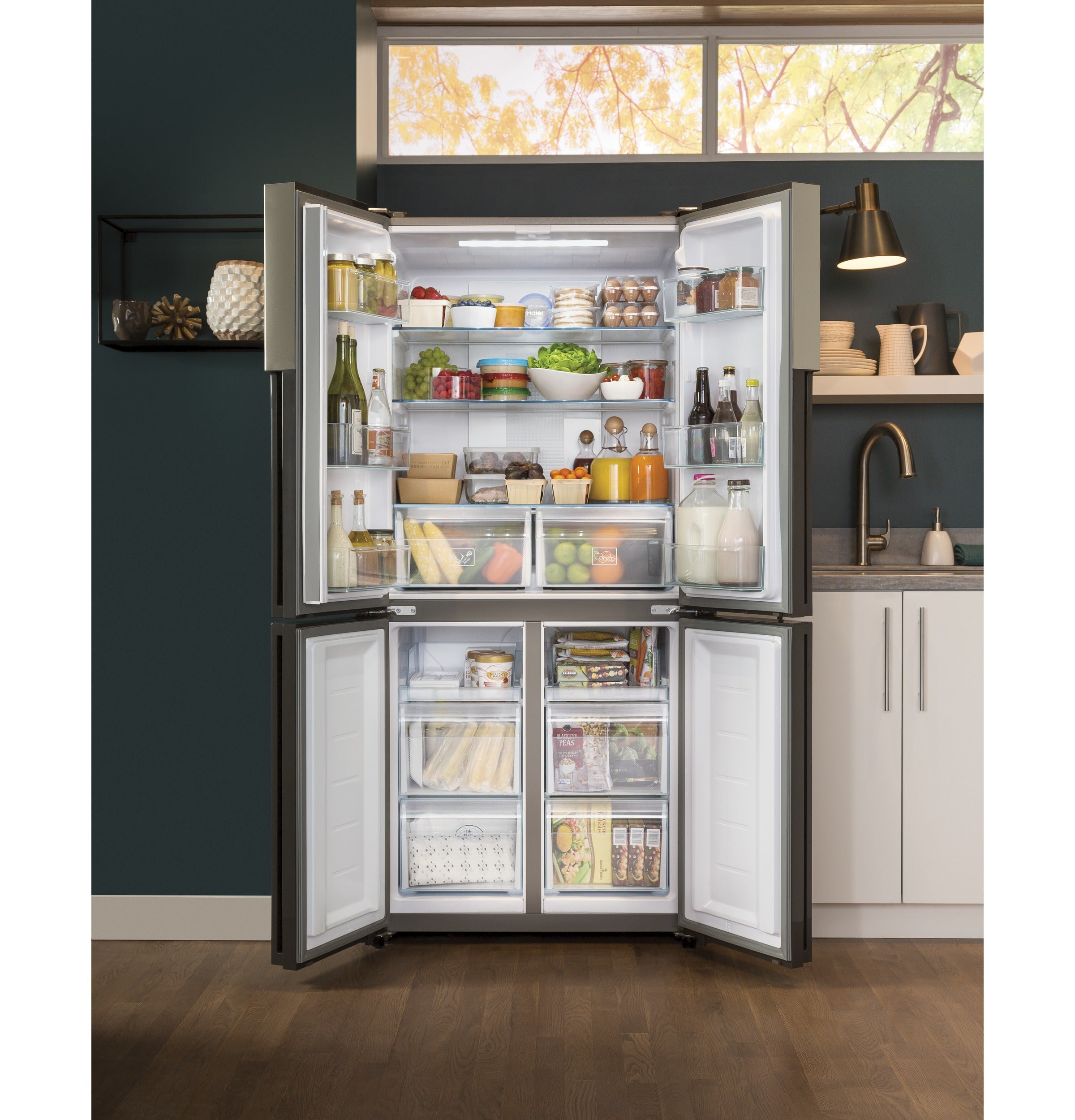GE FINGERPRINT RESISTANT STAINLESS STEEL 16.8CU QUAD DOOR REFRIGERATOR - Pearl Silver - Refrigerators - Additional View 22