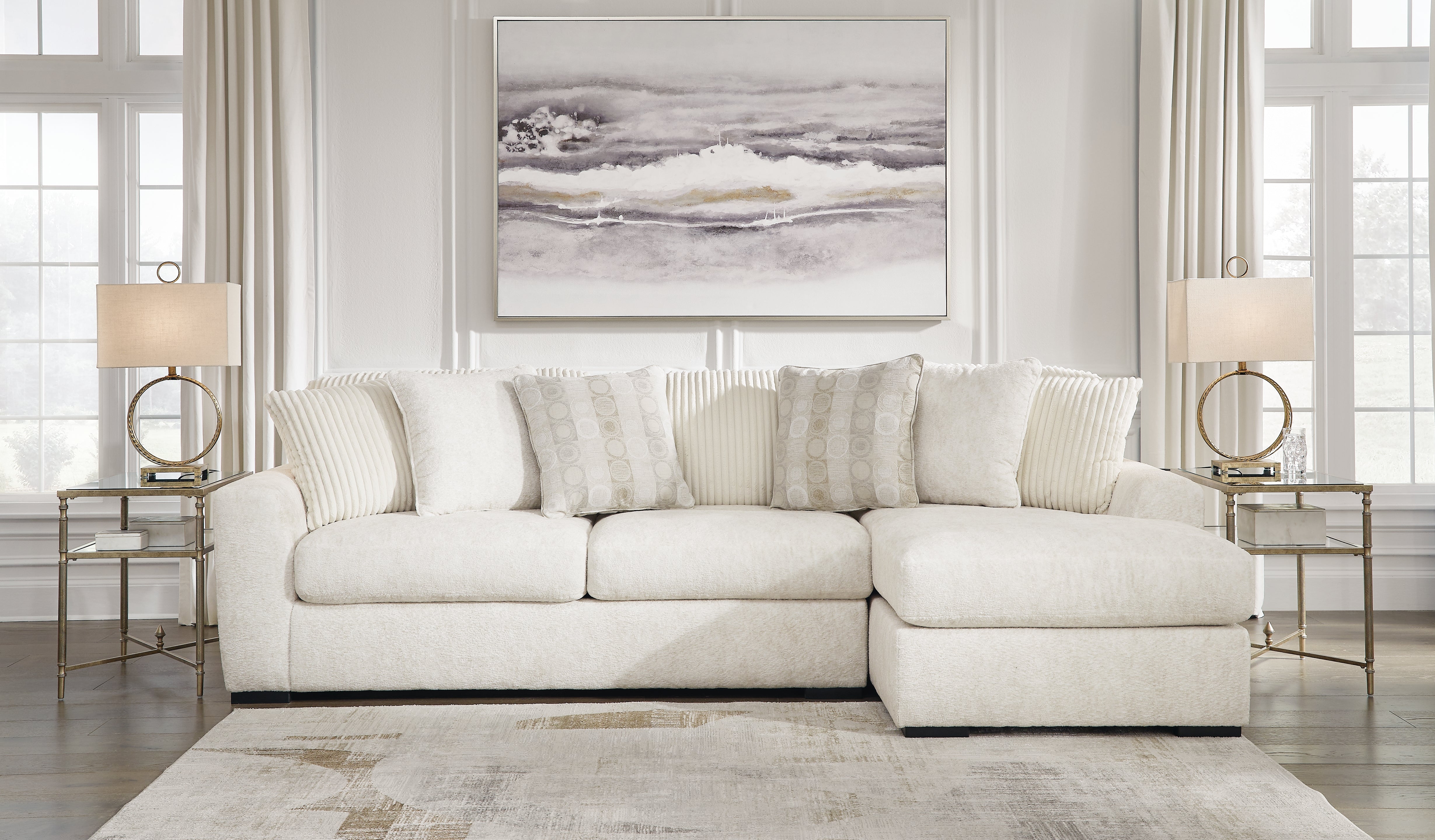 Ashley Furniture - Chessington Ivory 2 Piece Sectional - White Fabric - Sectionals - Additional View 2