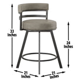 Steve Silver Furniture - Gene 24" Counter Stool - Dark Gray|Black Wood - Stools - Additional View 1
