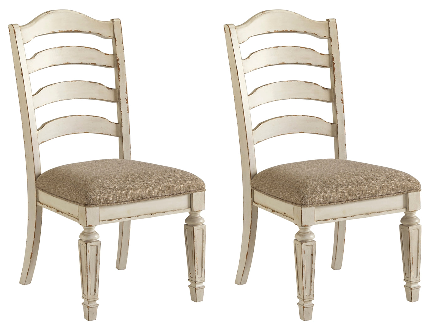 Ashley Furniture - Realyn Ladderback Side Chair - White Fabric|Wood - Chairs