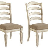 Ashley Furniture - Realyn Ladderback Side Chair - White Fabric|Wood - Chairs